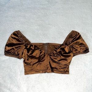 SHEIN Brown Puff Sleeve Off-Shoulder Blouse
